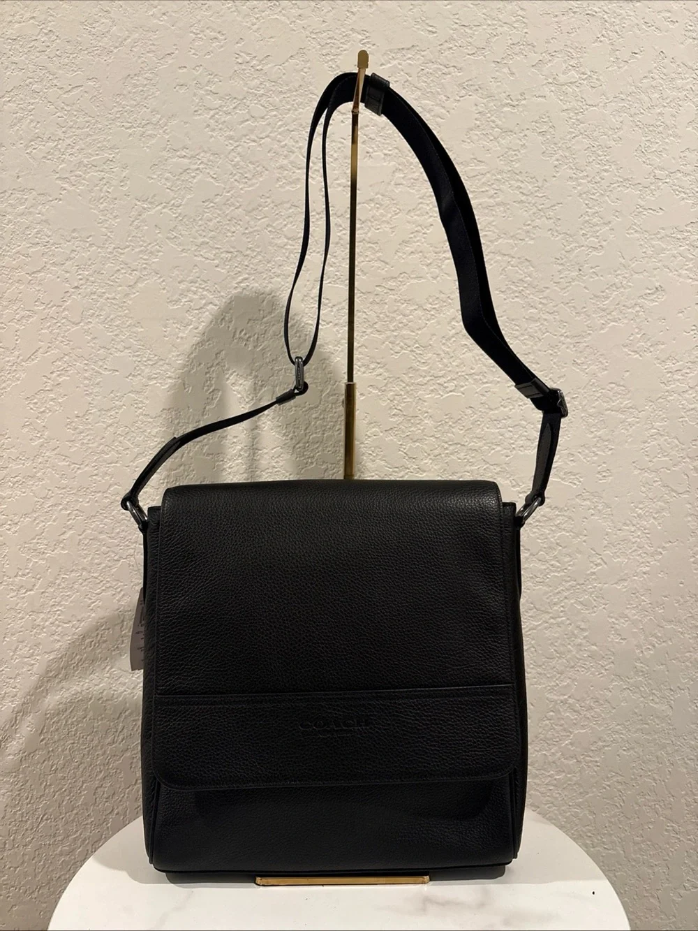 NWT Coach Houston Map Leather Bag, Gunmetal/BLACK,